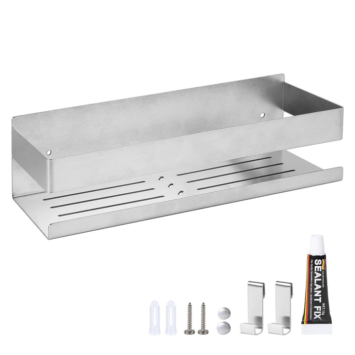 Duschablage Ohne Bohren Duschregal Wand Edelstahl Badregal mit 2 Haken Duschkorb Selbstklebende Bad