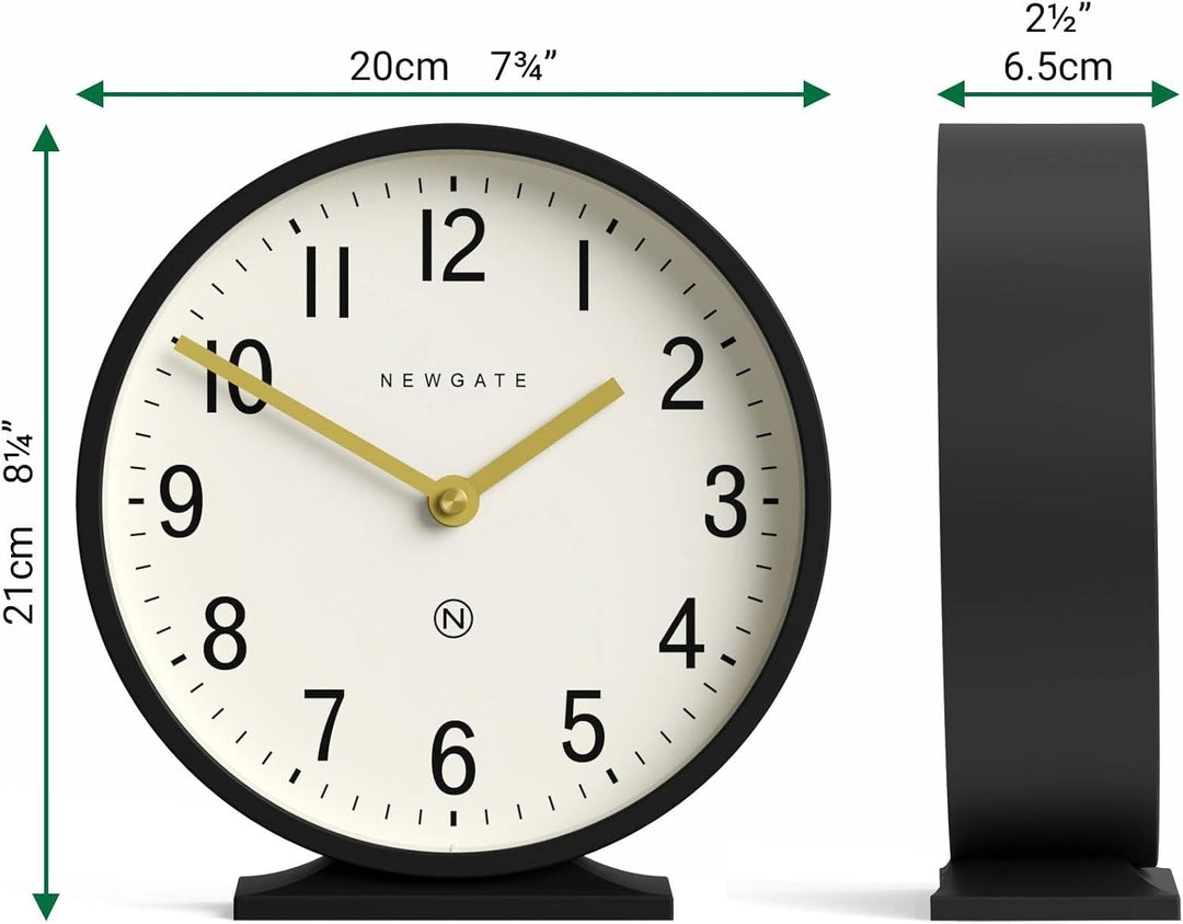 NEWGATE® Q Kaminsims Uhr | Moderne Klassische runde kaminuhr | Schwarz | Zeitgenössischer Stil für k