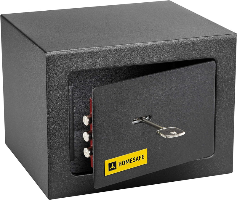 Homesafe HV15K Tresor Safe mit Schlüssel-Schloss, 15x20x17cm (HxWxD ), Carbon Satin Schwarz, 15x20x1