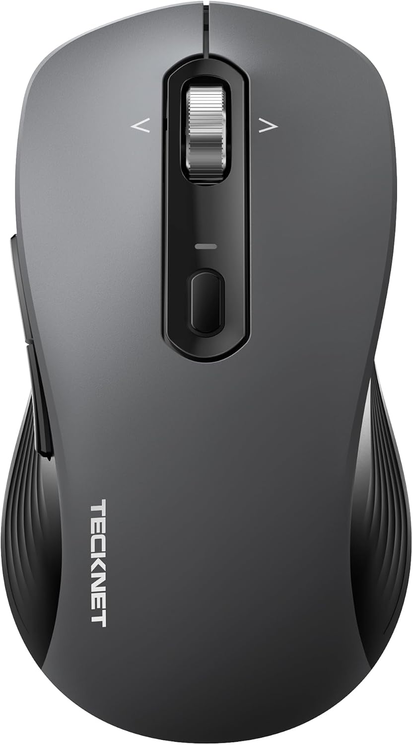 TECKNET Bluetooth Maus, Maus Kabellos (BT 5.0/3.0 + 2.4G), 4-Wege-Scrollrad Leise Funkmaus mit USB-A