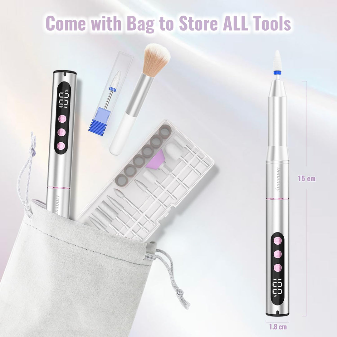 Nagelfräser Kabellos 35000 U/Min, Elektrische Nagelfeile 12 in 1 Fräser Nägel Professionell Nail Dri