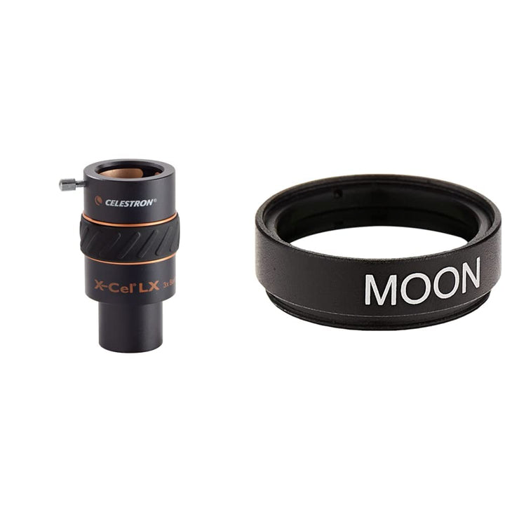 Celestron 93428 1,25'' X-Cel LX 3X Barlowlinse – Schwarz & 94119-A 1,25'' Mondfilter X-Cel LX 3x Bar