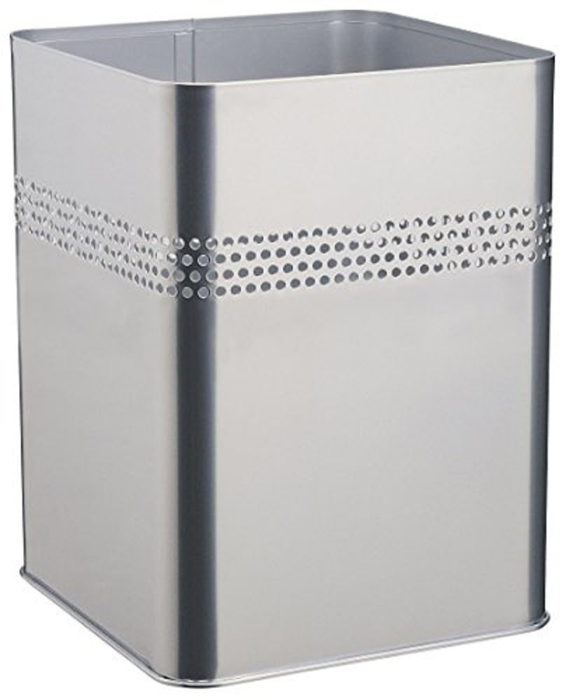 Durable Papierkorb Metall eckig 18,5 Liter, Perforation 30 mm, silber, 332023, silber