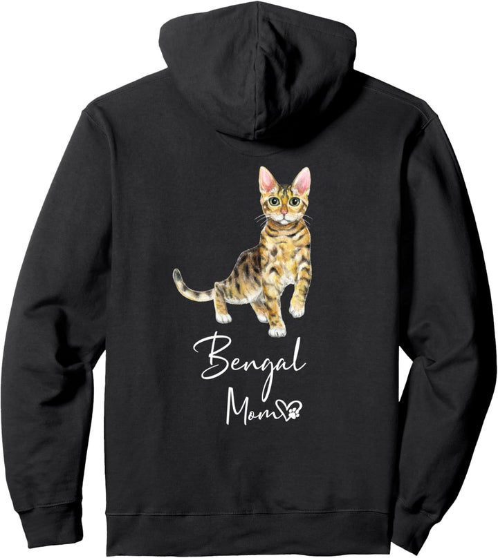 BENGAL MOM Mama Katze Katzenmama Frauchen Rückendruck Pullover Hoodie