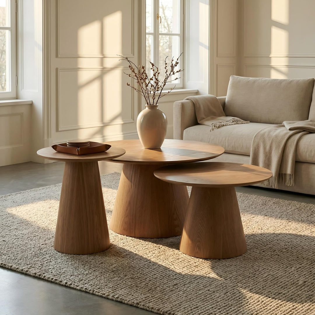 Furnhouse Ibbe Design Runder Natur Couchtisch Wohnzimmertisch ø45x50 cm Eichenoptik Design Skandinav