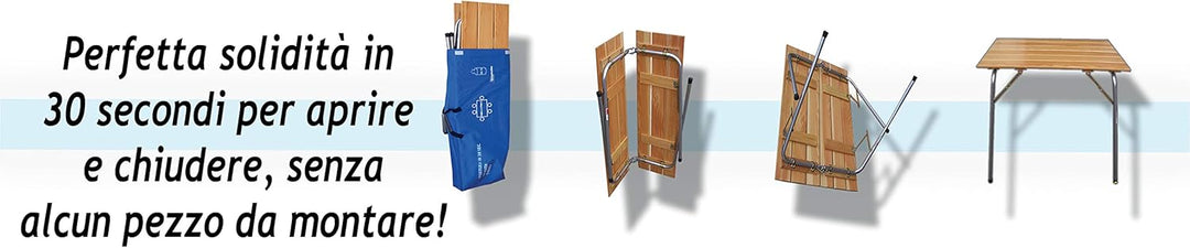 CASTELMERLINO 46 Klapptisch Camper Lärche 80 x 60 cm mit Tasche Nylon 60 x 80 Grau und Natur, 60 x 8