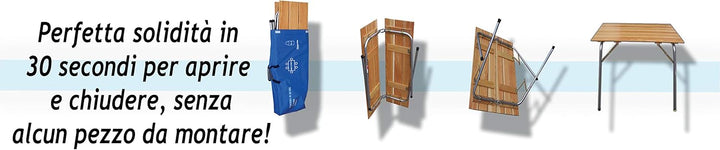 CASTELMERLINO 46 Klapptisch Camper Lärche 80 x 60 cm mit Tasche Nylon 60 x 80 Grau und Natur, 60 x 8