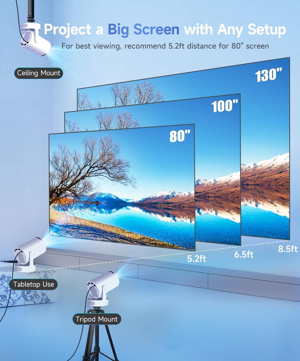 Magcubic Mini Beamer 4K HY300pro+, Unterstützt Smart Beamer Android 14 Auto Trapezkorrektur, Beamer