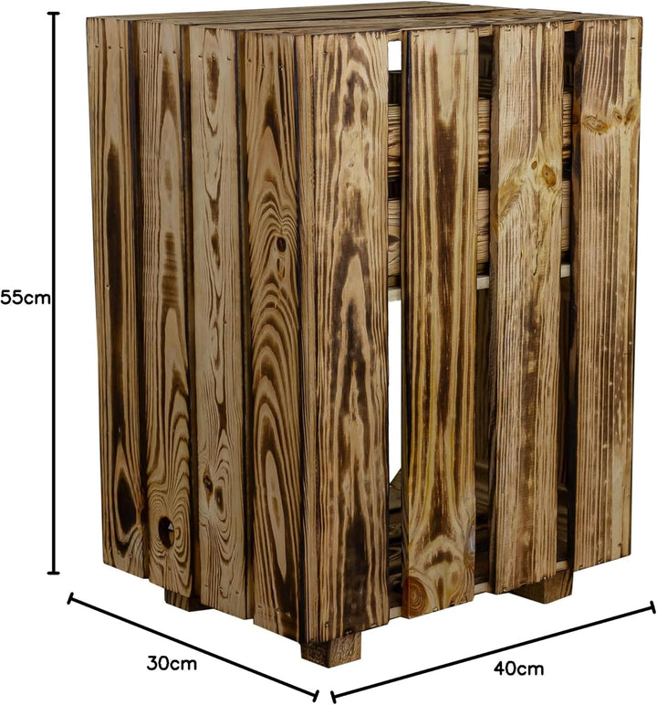 Kistenkolli Altes Land Nachttisch Abstelltisch weiss/geflammt mit Schublade ca 30x40x55cm Regalkiste