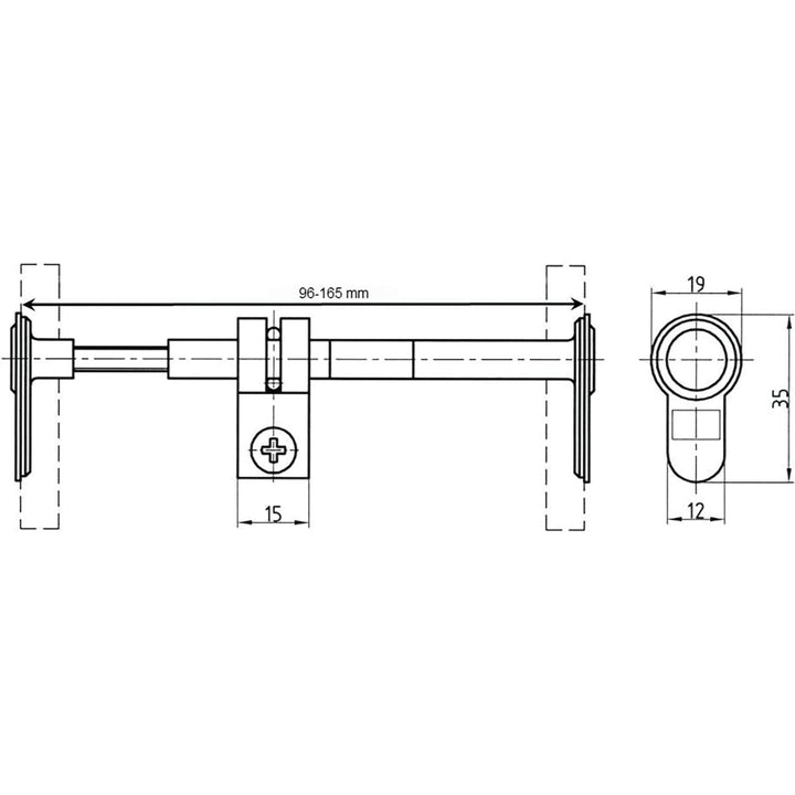 IKON Blindzylinder variabel FS 1539 ABM=96-165 96-165 mm, 96-165 mm