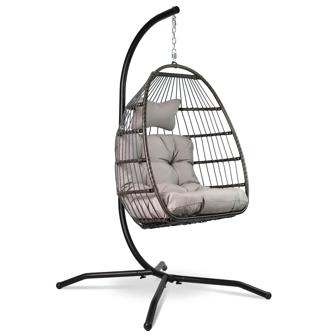 VITA5 Hängesessel mit Gestell - Bequemer Hängekorb Sessel - Rattan Hängesessel Outdoor und Indoor -
