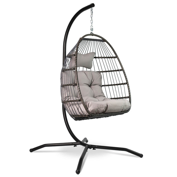 VITA5 Hängesessel mit Gestell - Bequemer Hängekorb Sessel - Rattan Hängesessel Outdoor und Indoor -