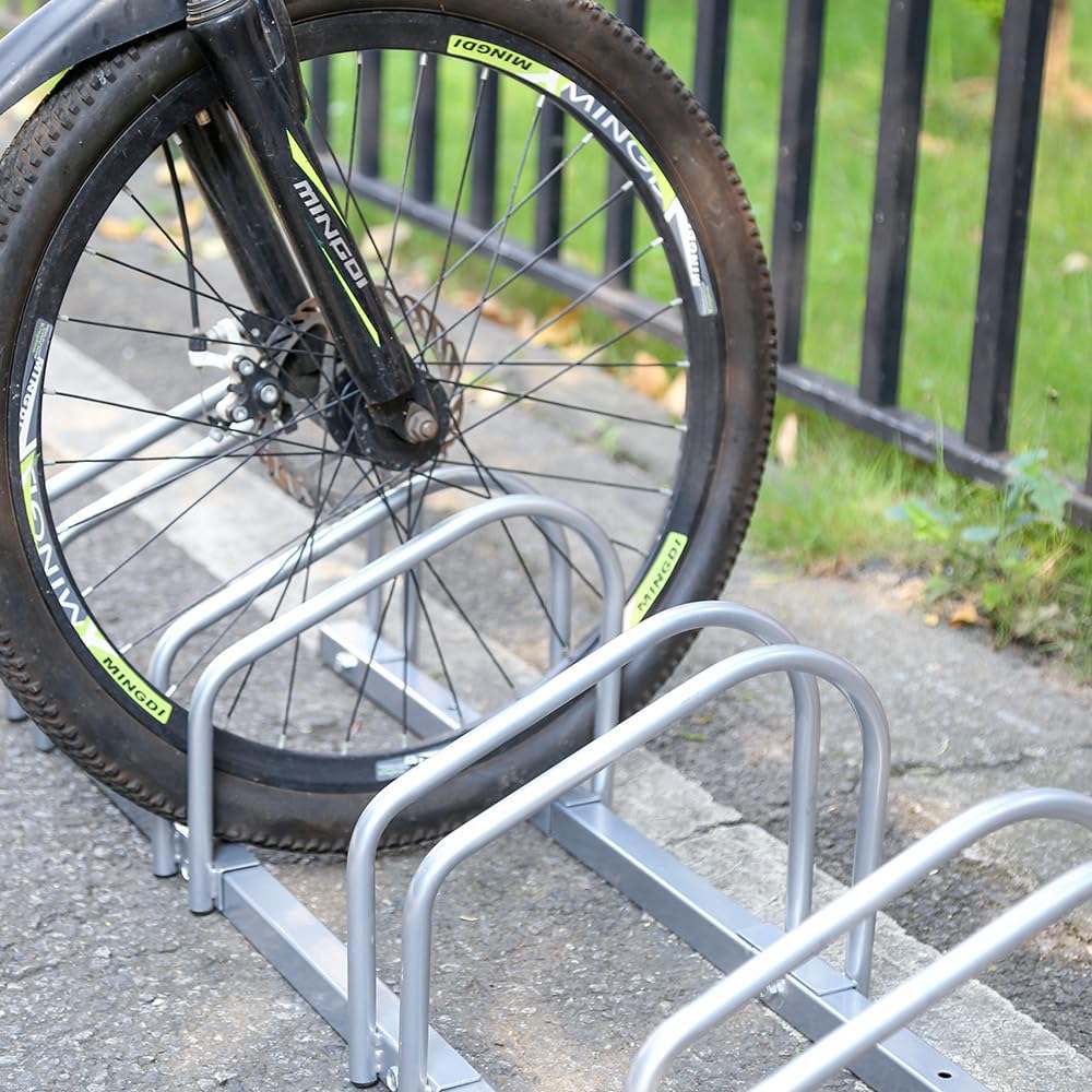 Fahrradständer Boden für 6 Fahrräder, 30cm Radabstand 35-55mm Reifenbreite rostfreier Stahl selbstsi