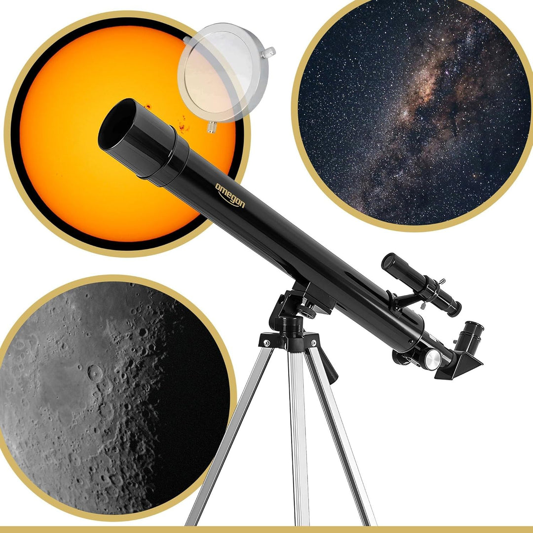 Omegon Teleskop AC 50/600 AZ, Linsenfernrohr mit 50mm Öffnung und 600mm Brennweite