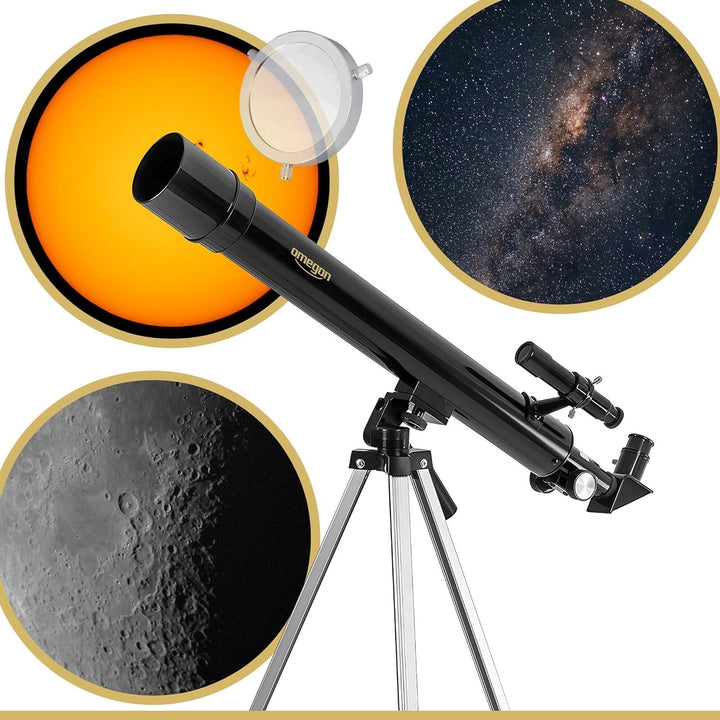 Omegon Teleskop AC 50/600 AZ, Linsenfernrohr mit 50mm Öffnung und 600mm Brennweite