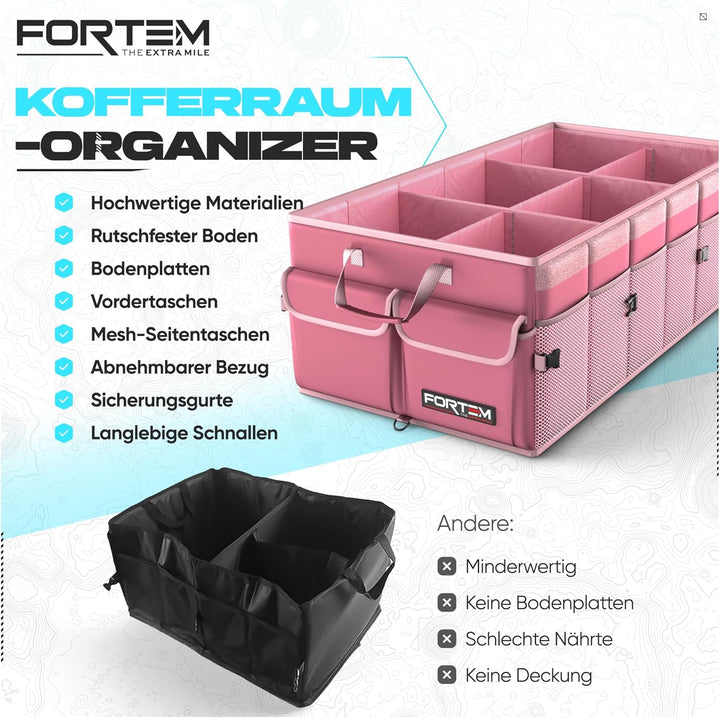 FORTEM Kofferraum Organizer, Kofferraumtasche, Zusammenklappbarer Auto Organizer Kofferraum mit Fäch