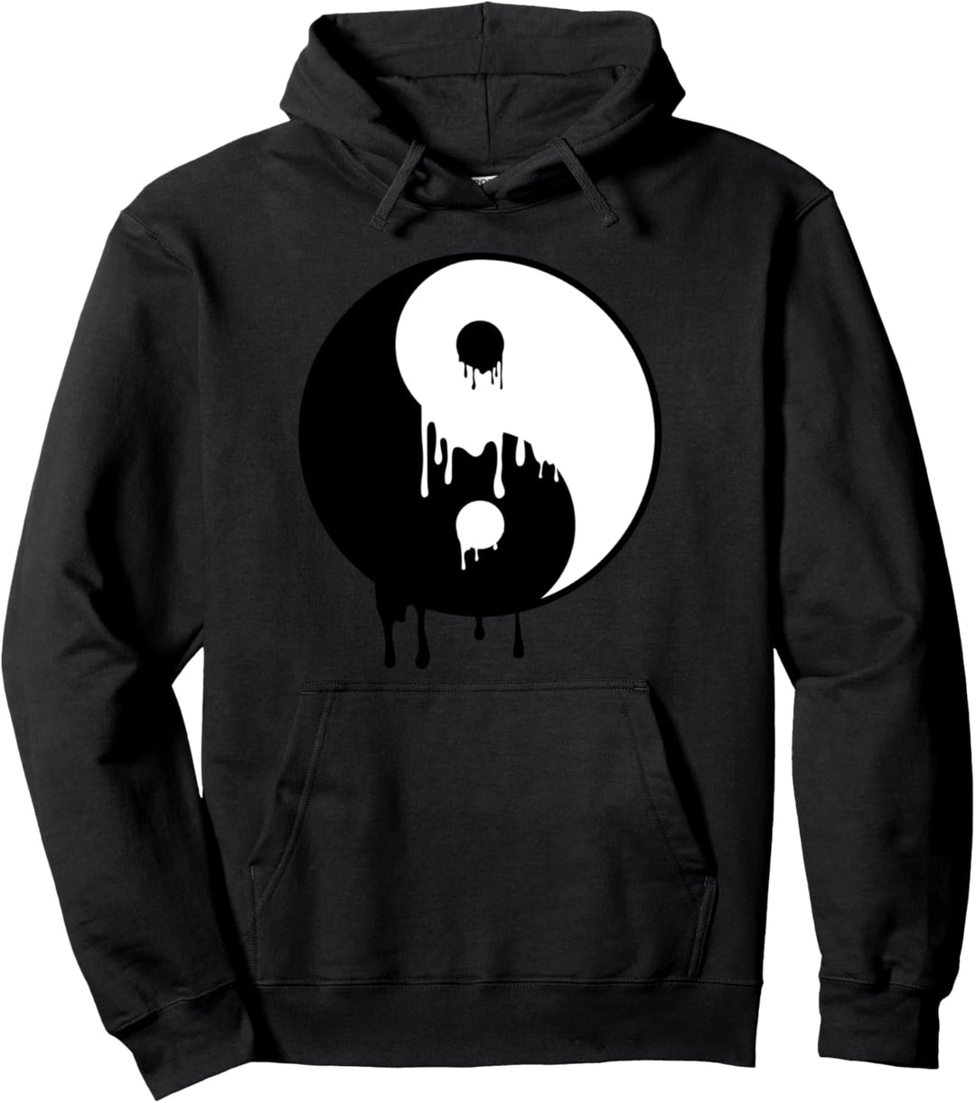 Yin und Yang Schwarz Weiss Malen Schmelzen Tropfen Geschenk Pullover Hoodie