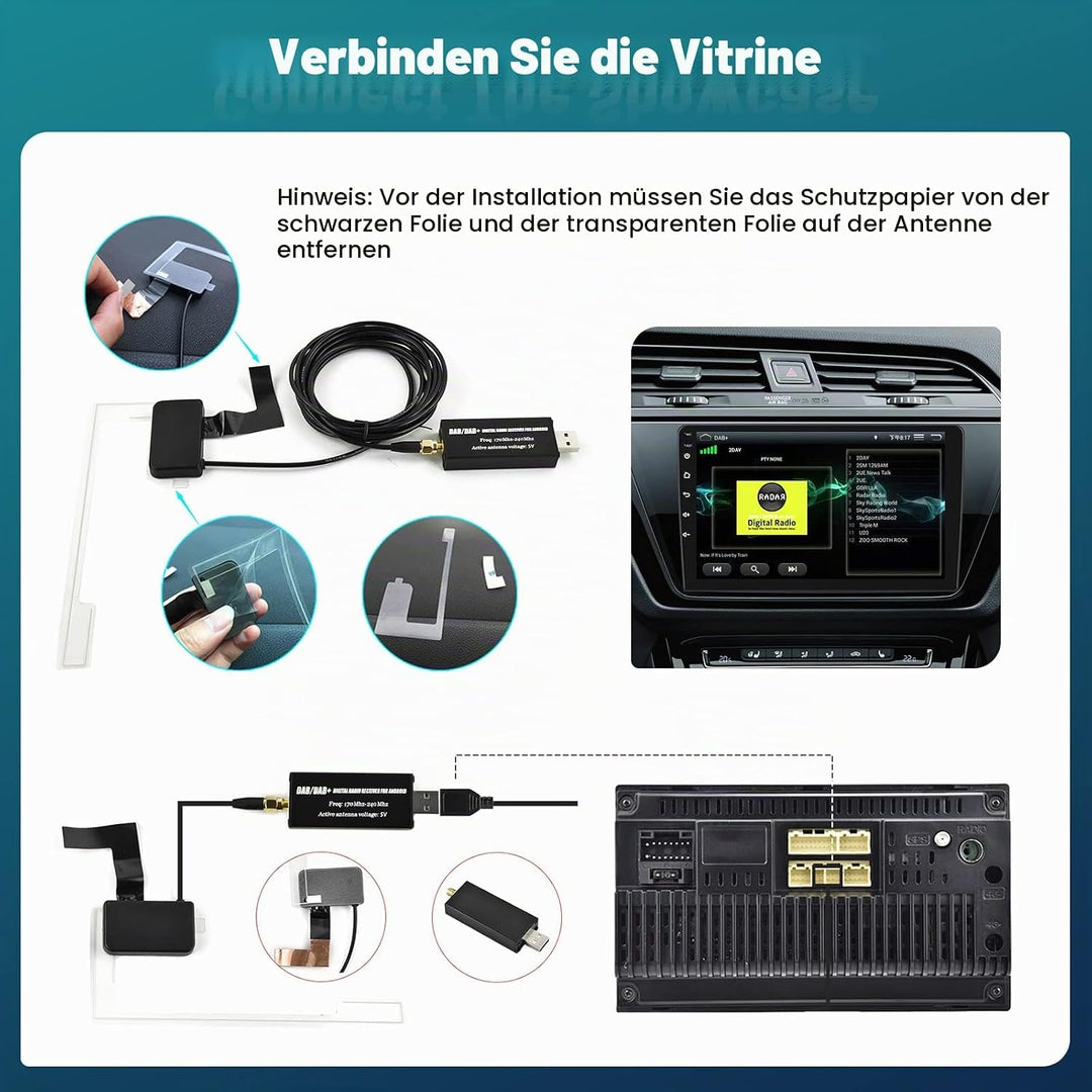 Hikity DAB Adapter für Android Autoradio DAB+ Radio Antenne Digitale USB 2.0 Dongle DAB Empfänger Ad