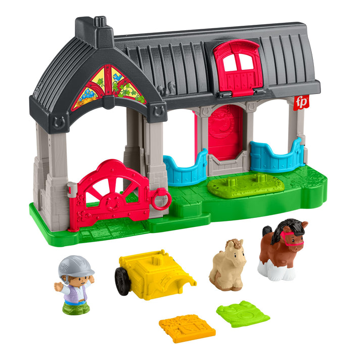 Fisher-Price Little People Spielzeug für Kleinkinder, Spielset Niedlicher Pferdestall mit Geräuschen
