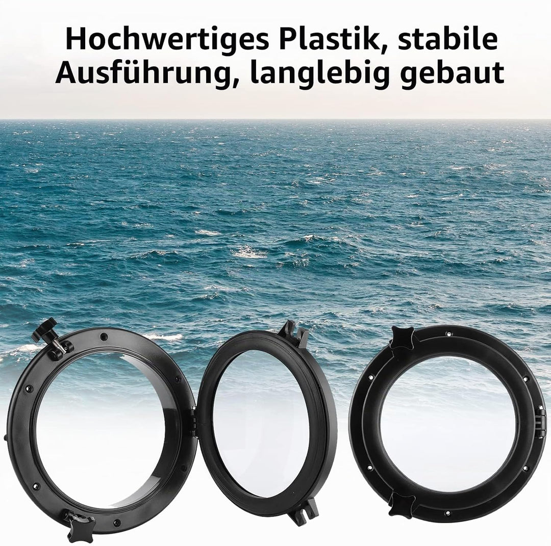 GAESHOW 26.5CM Marine Bullauge Runde schwarz Portlight Stalinit Fenster Universal für Boot Yacht Ers
