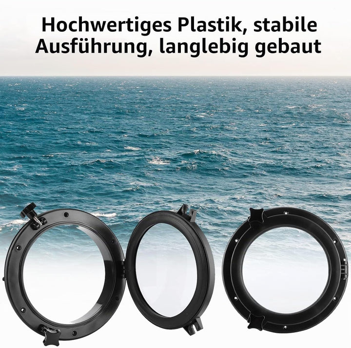 GAESHOW 26.5CM Marine Bullauge Runde schwarz Portlight Stalinit Fenster Universal für Boot Yacht Ers