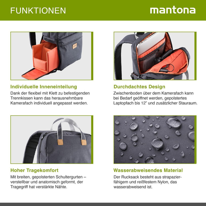 Mantona 21345 Urban Companion Fotorucksack und Tasche, anthrazit