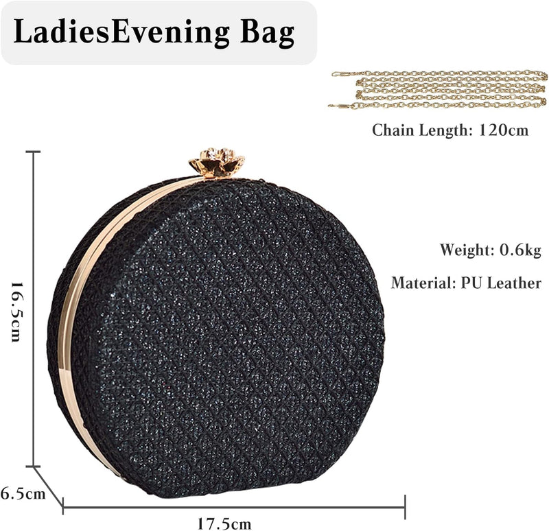 CORIOS Damen Clutch Rund Abendtasche Elegant Handtasche Abnehmbarer Kette Schultertasche Luxus Porte