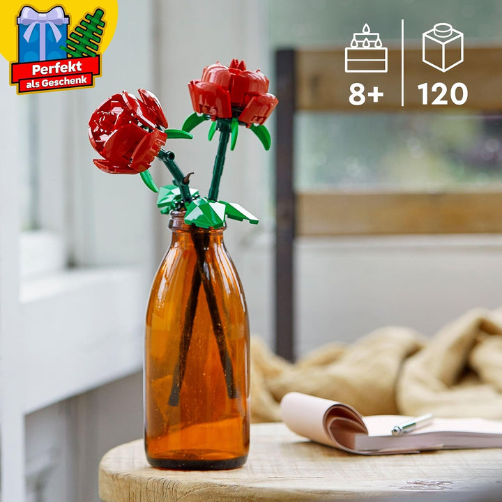 LEGO Botanicals Rosen - Spielset mit künstlichen Blumen – Kreative Deko mit Blumen zum Bauen – Spiel