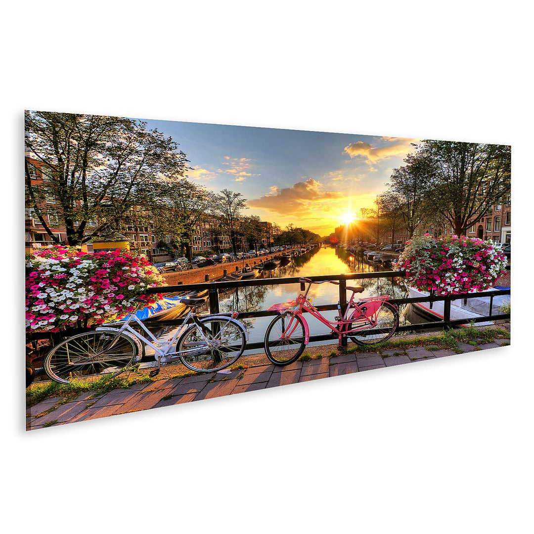 islandburner Bild auf Leinwand Schöner Sonnenaufgang Über Amsterdam In Den Niederlanden Mit Blumen U