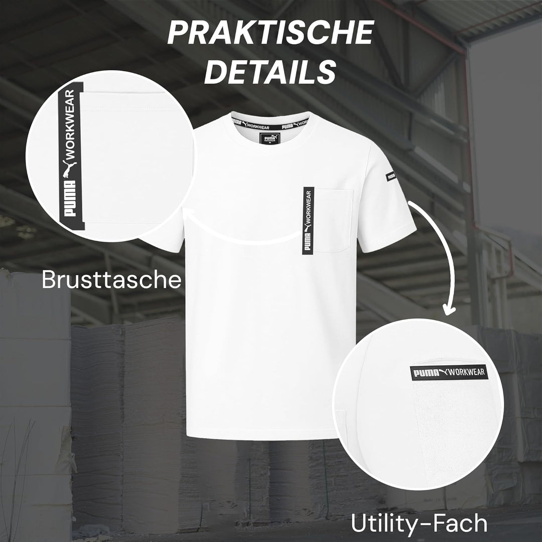 PUMA Workwear Advanced Kollektion - T-Shirts für Herren - Brusttasche und Utility Fach an der Schult