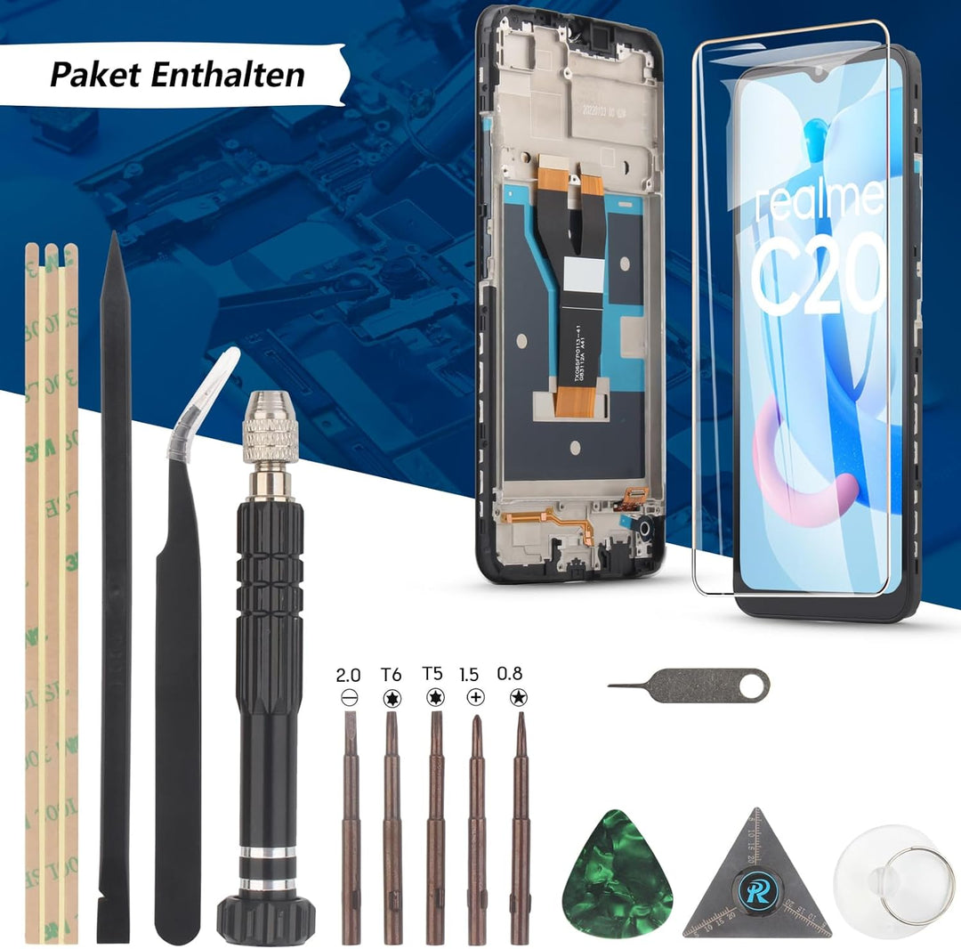 RongZy Display für Realme C20/C11/C21 2021 RMX3231 LCD Bildschirmersatz Digitizer Touchscreen Montie