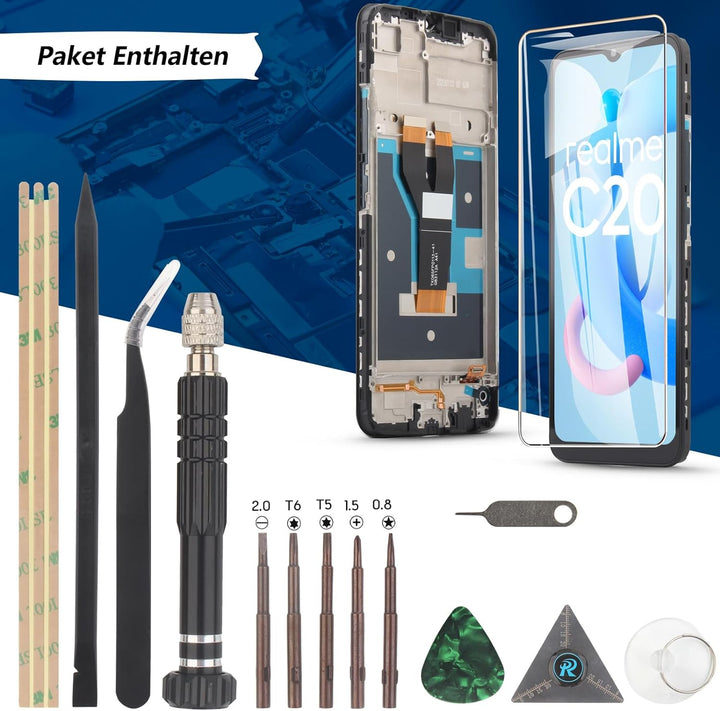 RongZy Display für Realme C20/C11/C21 2021 RMX3231 LCD Bildschirmersatz Digitizer Touchscreen Montie