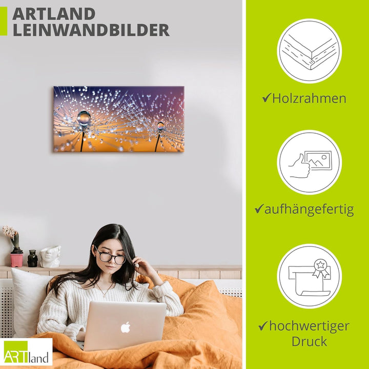ARTland Leinwandbilder Wandbild Bild auf Leinwand 60x30 cm Querformat Pusteblume Blumen Natur Pflanz
