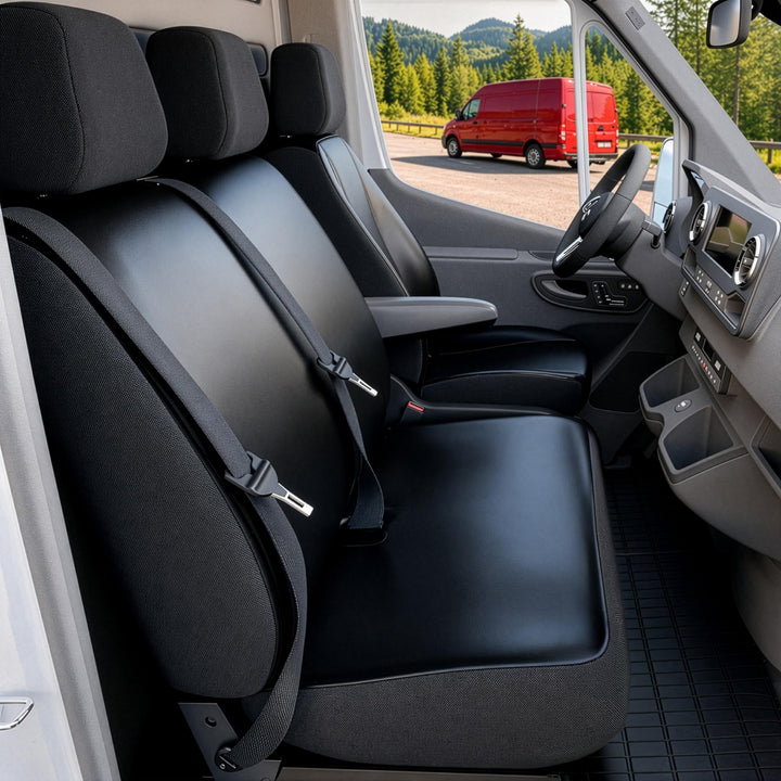 Walser Transporter Sitzbezüge Auto kompatibel mit Mercedes-Benz Sprinter, VW LT, Einzelsitz Armlehne