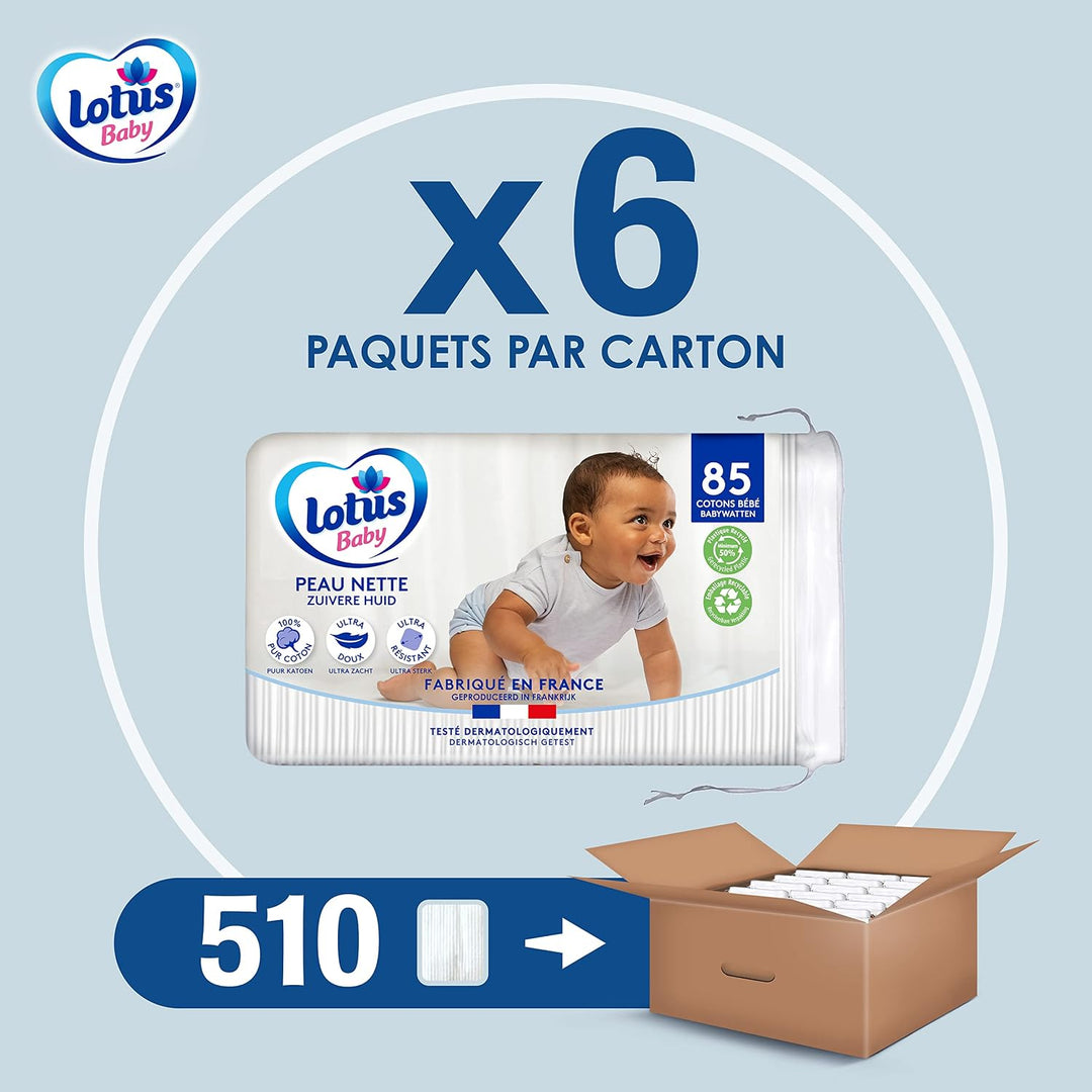Lotus Baby Saubere Haut – Baby-Pads – 510 Wattepads 510 unités (Lot de 1), 510 unit&amp;