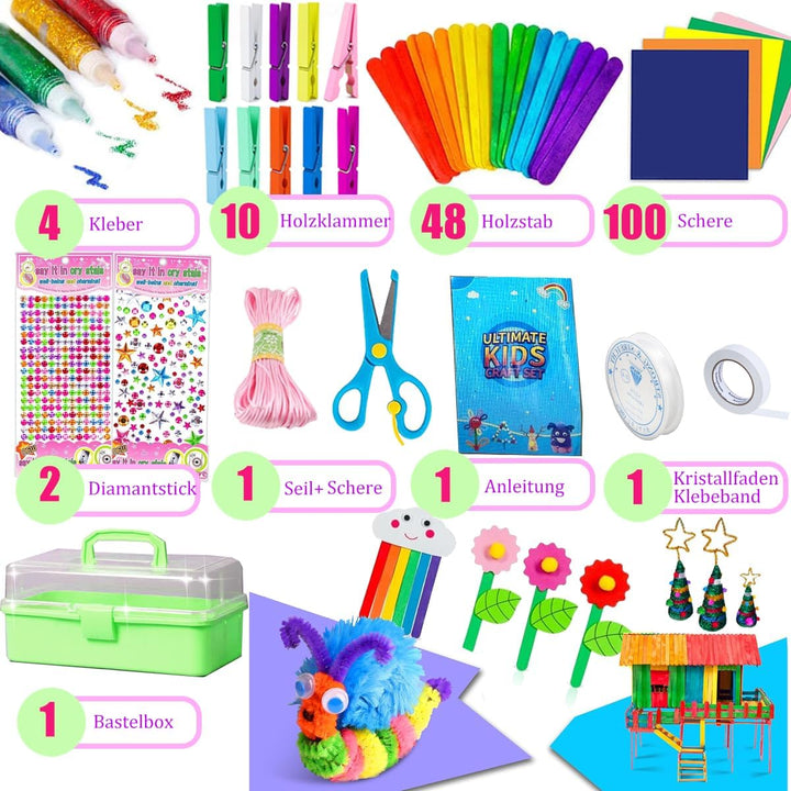 Gutenguy Bastelset Kinder, 3000+Pcs Bastelkoffer Bastelbedarf Material Set, Grosse Bastelbox Geschen