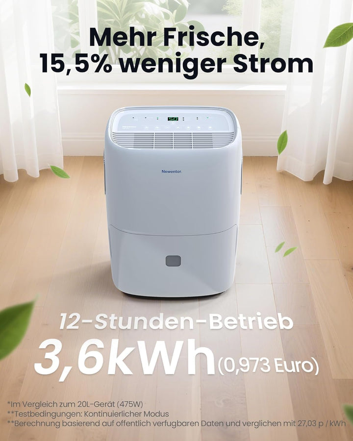 Newentor Luftentfeuchter 25L/Tag - 270W Stromsparender Luftentfeuchter - Für Räume ca. 215m³/80m² -