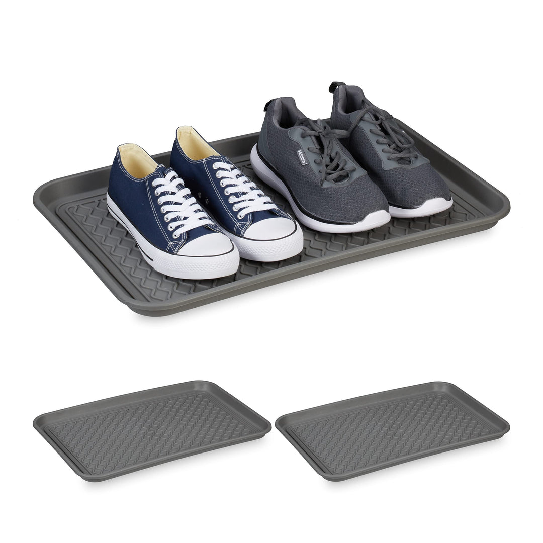 Relaxdays Schuhabtropfschale XL, 3er Set, Unterlage für nasse Schuhe, 60 x 40 cm, grosse Schuhablage