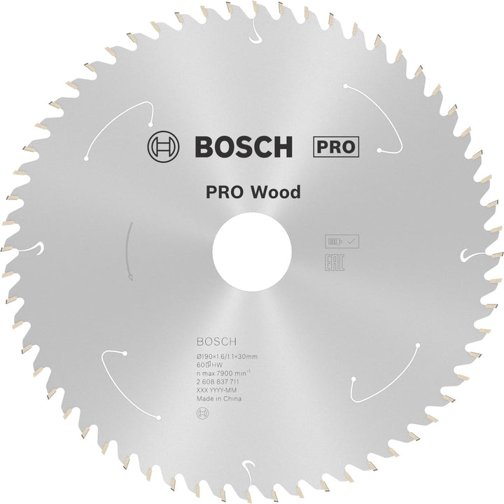 Bosch Accessories 1x Kreissägeblatt Standard for Wood (Holz, Sägeblatt Ø 190 x 30 x 1,6 mm, 60 Zähne