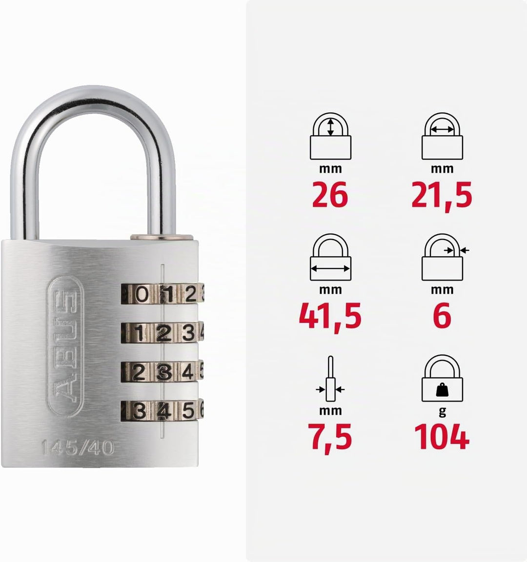 ABUS 34605 145/40 Kombinationsschloss, Schwarz 40mm, 40mm