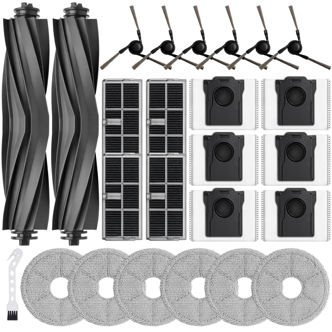 25 Stück Zubehörset für Mova E40 Ultra Saugroboter Ersatzteile, 2 Hauptbürste, 4 Hepa-Filter, 6*Mopp