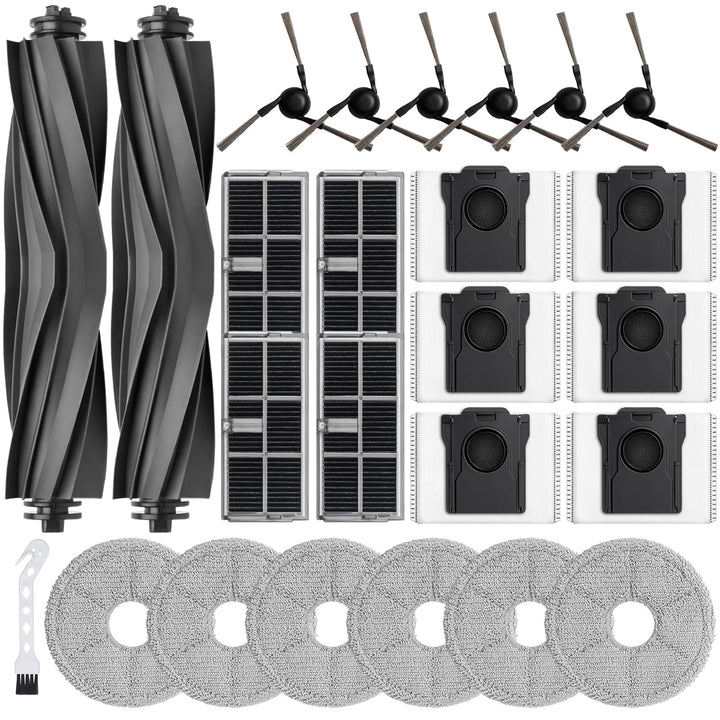 25 Stück Zubehörset für Mova E40 Ultra Saugroboter Ersatzteile, 2 Hauptbürste, 4 Hepa-Filter, 6*Mopp