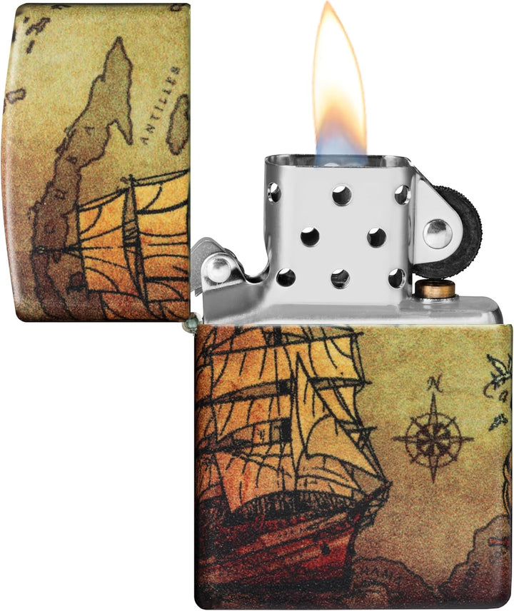 ZIPPO – Sturmfeuerzeug, Pirate Ship, 540° Color Image, White Matte, nachfüllbar, in hochwertiger Ges