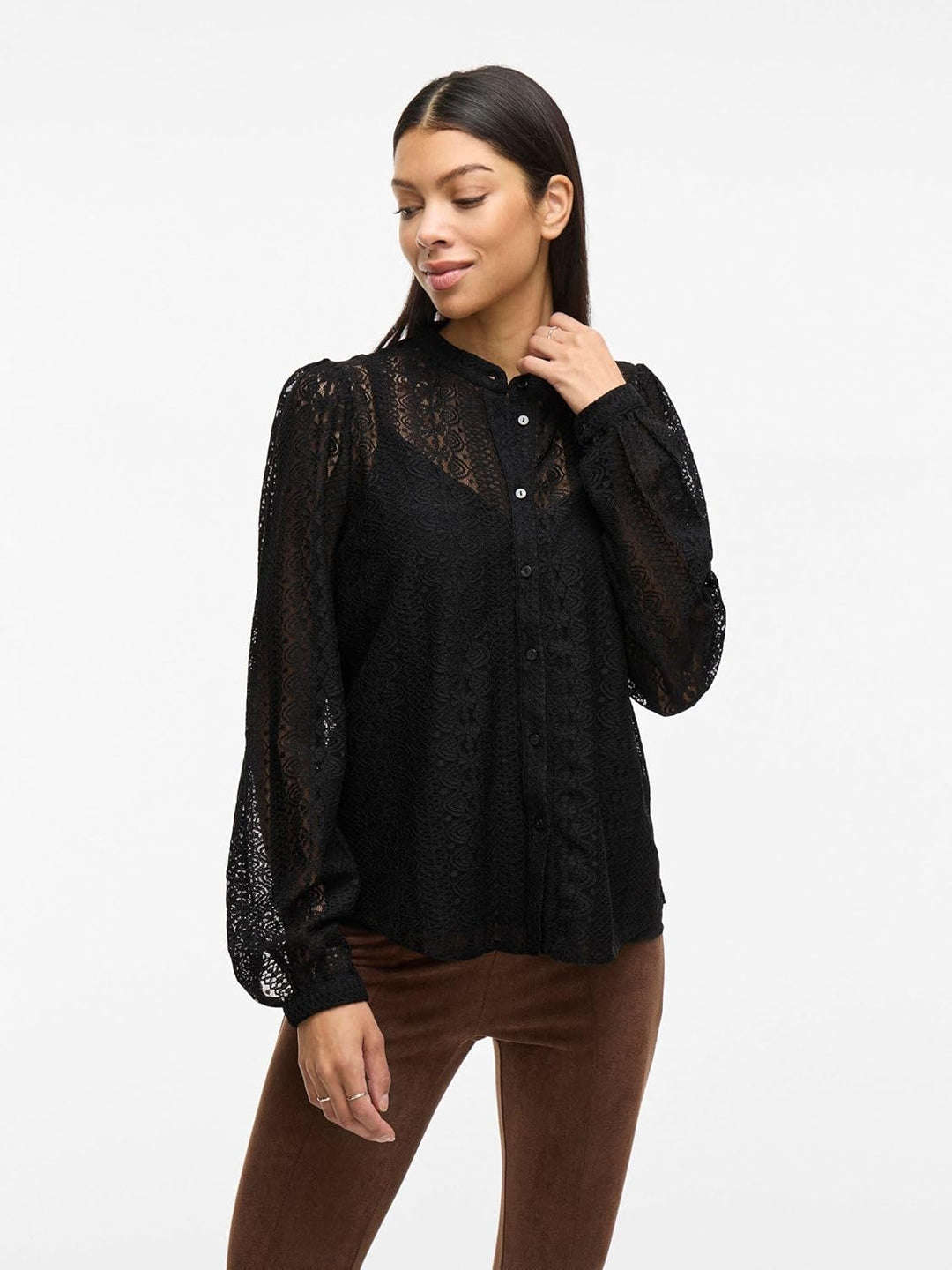 Vila Female Hemd VICHIKKA Spitzen XS Schwarz, XS Schwarz
