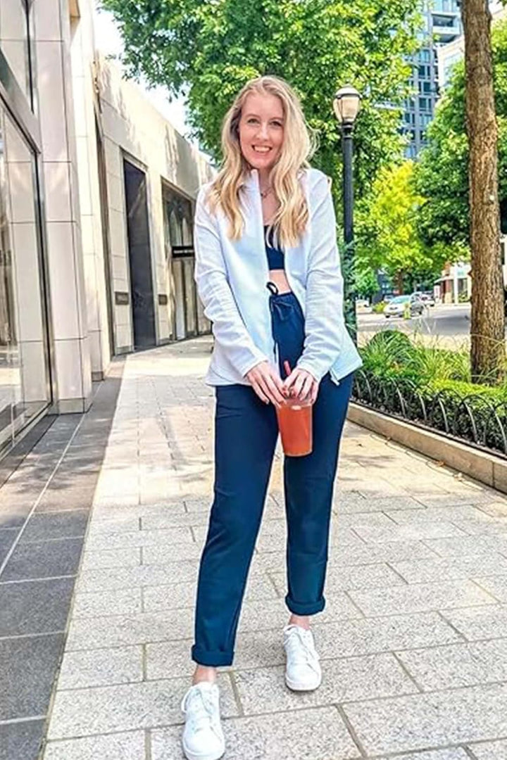 OUGES Jogginghose Damen Sporthose Lang Hose Baumwolle Freizeithose Trainingshose mit Taschen für Fra