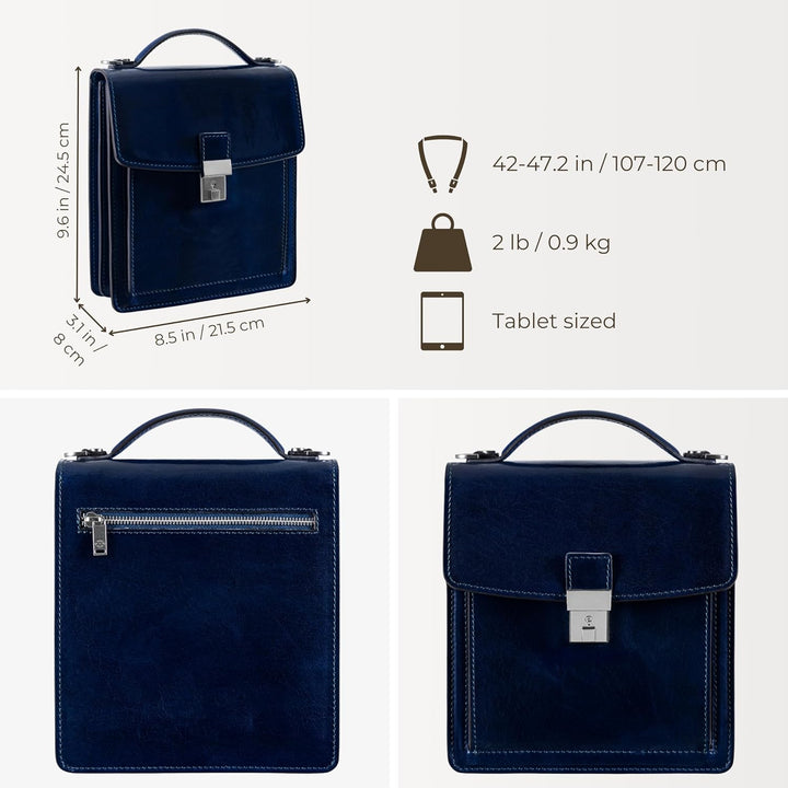Time Resistance Leder Aktentasche - Leder Tasche Handgefertigt in Italien - Arbeitstasche mit Schult