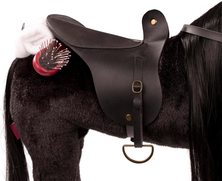 Götz 3402783 Kämmpferd Rappe Puppe - grosses Plüschpferd für Stehpuppen - Stockmass 37 cm - 52 cm gr