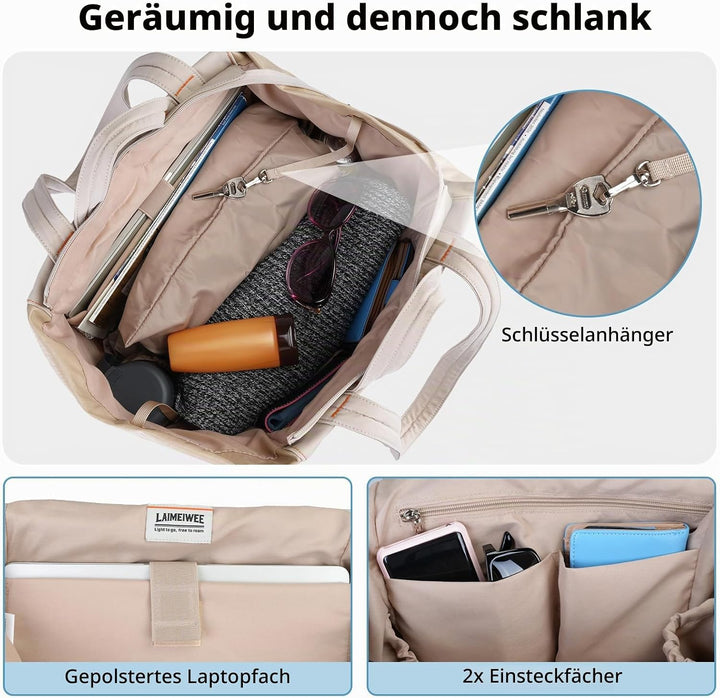 Leichte geräumige Tote Bag für Damen, 25L erweiterbare Reise- &amp; Arbeitstasche mit Tabletfach, Sportt