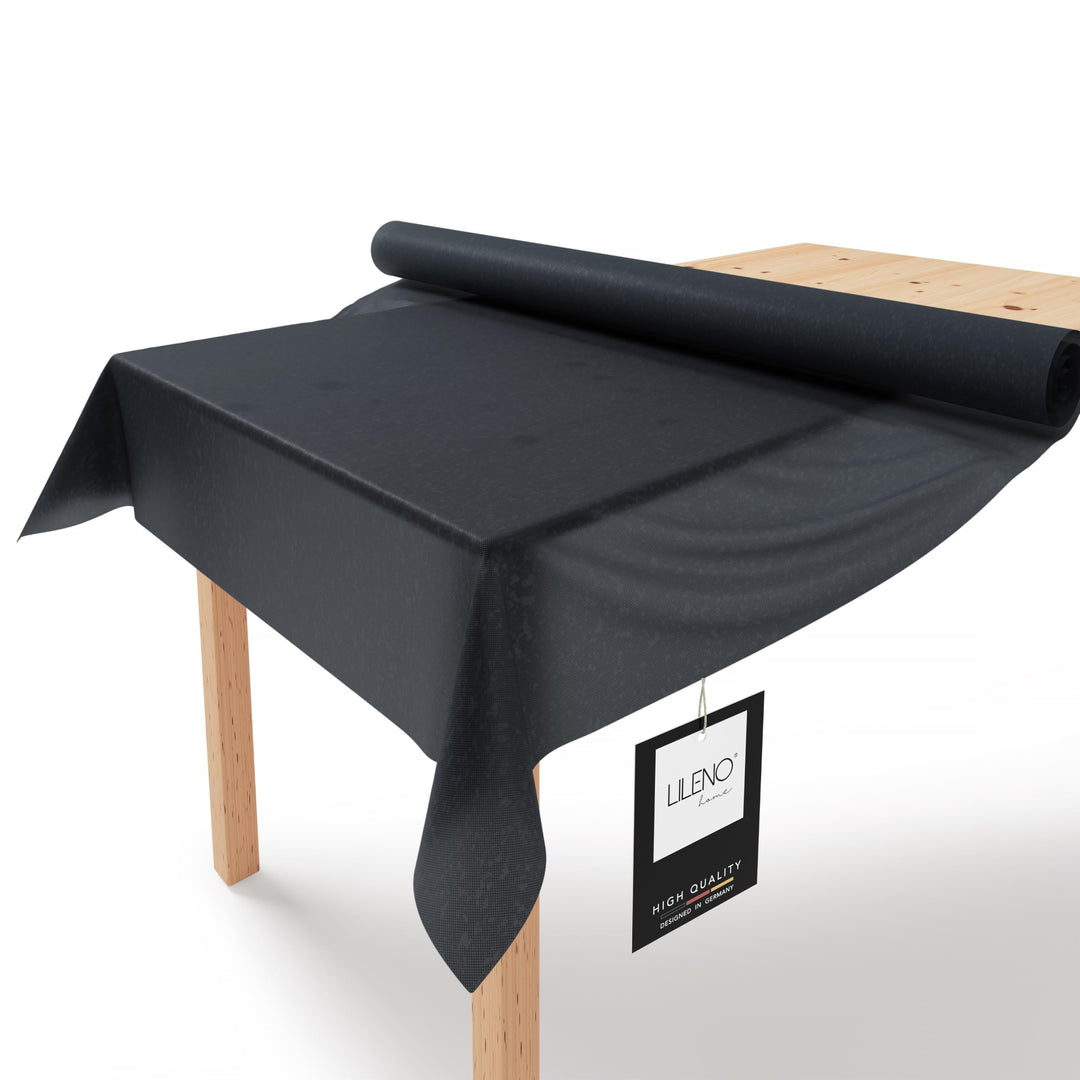 LILENO HOME Tischdeckenrolle 1,10 x 25 m - Tischdecke Schwarz aus Vlies - Stoffähnlich, abwaschbare