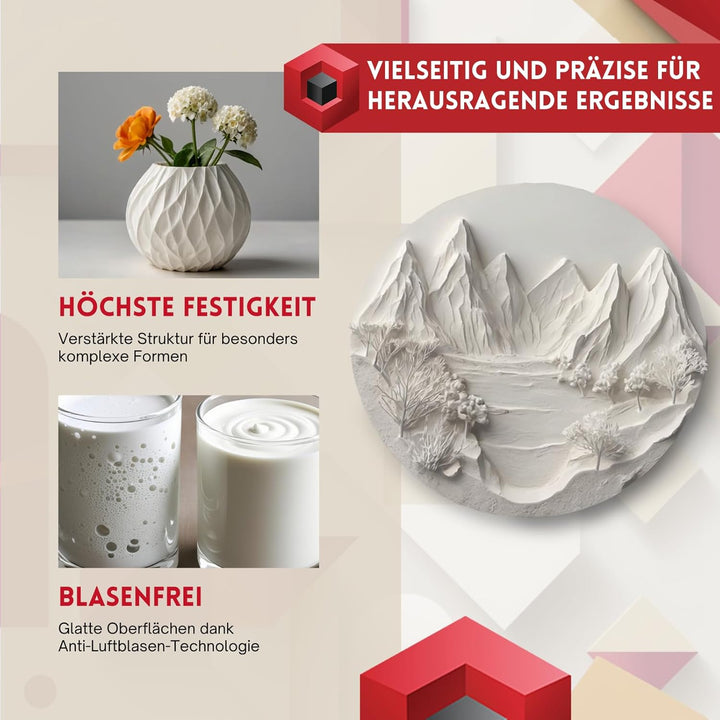 TFC Xyrarock FIBRE Giesspulver 5 kg – Extra Bruchfest, Faserverstärkt, Schneeweiss, Ideal für Kunst